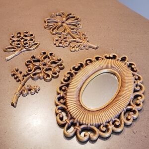 Vintage Homco Flower Wall Art & Mirror